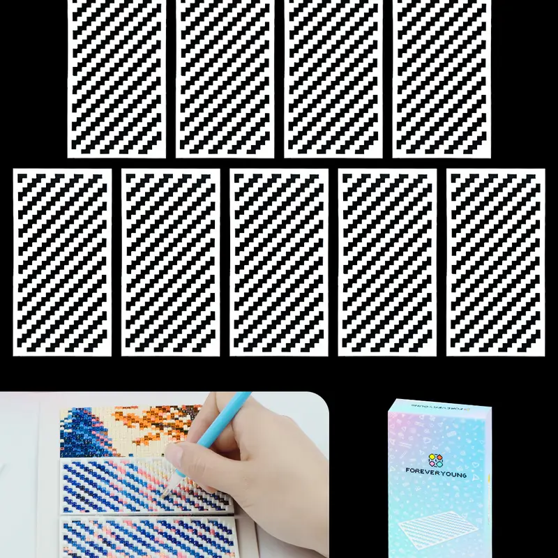 Foreveryoung 9-Pcs Diamond Painting Zigzag Ruler Set, Beginner-Friendly DIY Craft Tool - Mesh Drill Guide Rulers for Beginners That Fits Square Drill Diamond Painting Kits for Adults