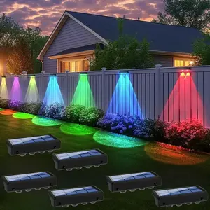 Solar Powered Fence Light, LED Fence Light with 10 Light Modes, Outdoor Fence Light for Outdoor Fence Column Terrace Pool Wall Decoration, Outdoor Lighting