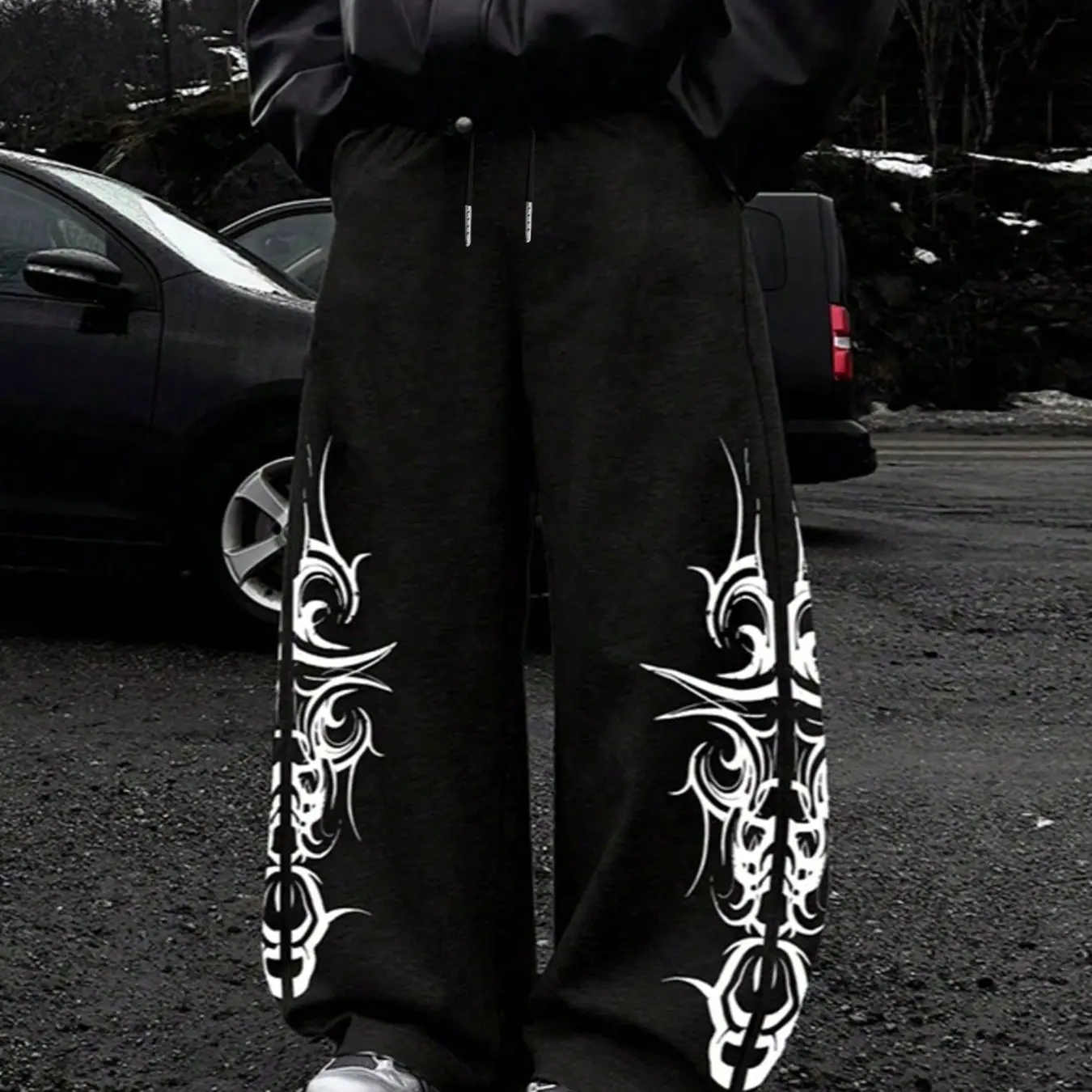 Cybersigilism Tribal Graphic Baggy Pants Men's Y2K Gothic