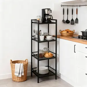 Bathroom Shelves – Ladder Shelf Freestanding Rustic Home Organizer, Space-Saving Metal Storage Shelving Unit for Living Room, Bedroom, Kitchen, Office, Rustproof
