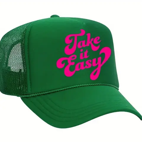 Take It Easy Trucker Hat, Cute Womens Hat & Accessories, Mom Gifts for Her, Drinking, Friends, Vacation, Vacay, Bachelorette Party Favors, Traveling, Travel, Christmas, Birthday, Funny, Baseball Cap, River, Beach, Fun Clothes