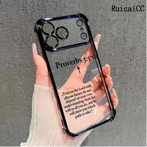 Phone Case for iPhone 17 Pro Max 16 15 14 Plus 13 12 11 Air Excerpts From Minimalist Proverbs Pattern Full Body Protection Shockproof Electroplating TPU Cover Cellphone Protective Casing Aesthetic Smartphone