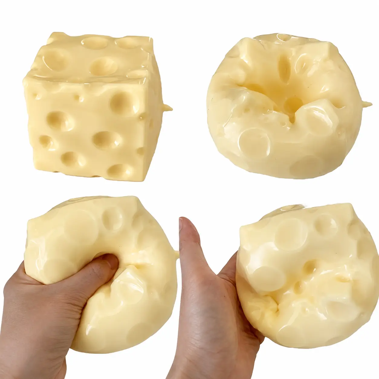 Plastic Soft Cheese Block, Giant Fidget Toy, Soft Squishy Fidget, Asmr Stress Ball, Slow Rebound and No Rebound, Gaming and Relaxation, Pressure Relief, Decompression Squeeze