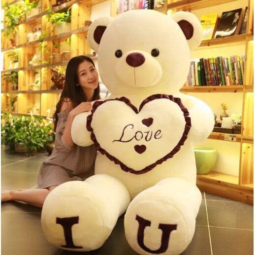 80 100cm Big I LOVE YOU Bear Heart Plush Toys Lovely Stuffed Soft Pillow Doll Kids Toys Birthday Girlfriend Valentine's Day Gift