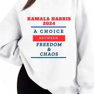Show Your Support with Kamala Harris 2024 T-Shirt Featuring Women's and Men's Choice and Hoodie Option Fit Top Comfortable Lady Comfort Streetwear Long Sleeve Womenswear