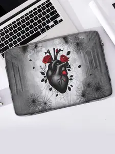 Heart Pattern Printed Notebook Bag, Soft Laptop Sleeve, Tablet Case, Zipper Storage Pouch, Casual Style, All Seasons, Valentine's Day Gift
