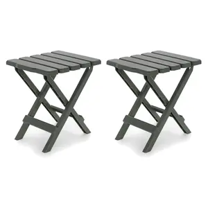 Camco Adirondack Outdoor Camping Small Plastic Folding Side Table, Sage (2 Pack) Camco Adirondack Outdoor Camping Small Plastic Folding Side Table, Sage (2 Pack)