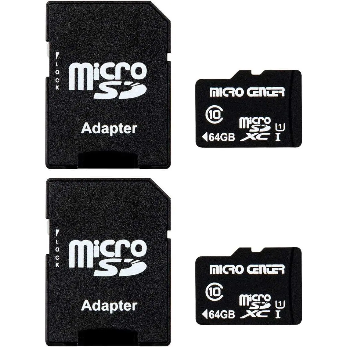 Center 64GB Class 10 MicroSDXC Flash Memory Card with Adapter for Mobile Device Storage Phone, Tablet, Drone & Full HD Video Recording - 80MB/s UHS-I, C10, U1 (2 Pack)