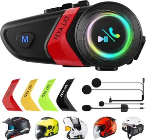 Motorcycle Helmet Speakers Super Long Battery Life Helmet Headset with Hi-Fi Sound Quality Dual Noise Reduction IPX6 Automatic Answer/Call Music Control/AI Voice/Soft & Hard Mic 1 Pack - Multi