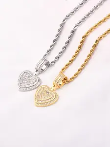 Heart Shaped Pendant Necklace, Fashion Zircon Decor Necklace for Party, Daily Decor, Trendy All-match & Exquisite Jewelry for Birthday Gift, Love Heart Necklace