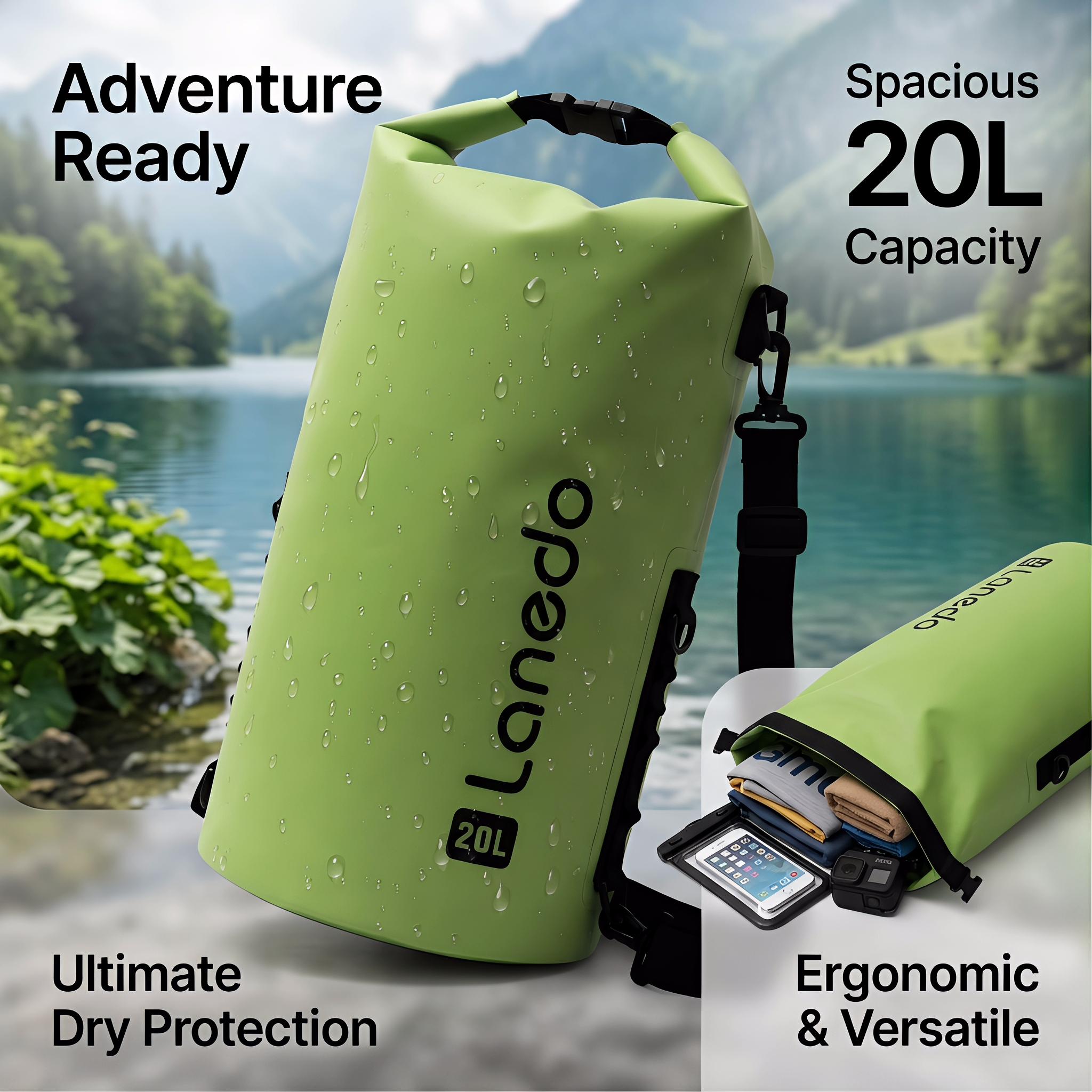 20L/30L Dry Bag Large Waterproof Bag Roll-Top Heavy Duty Fishing Duffel Bag with Durable Straps for Kayaking Paddle boarding Boating Rafting Fishing