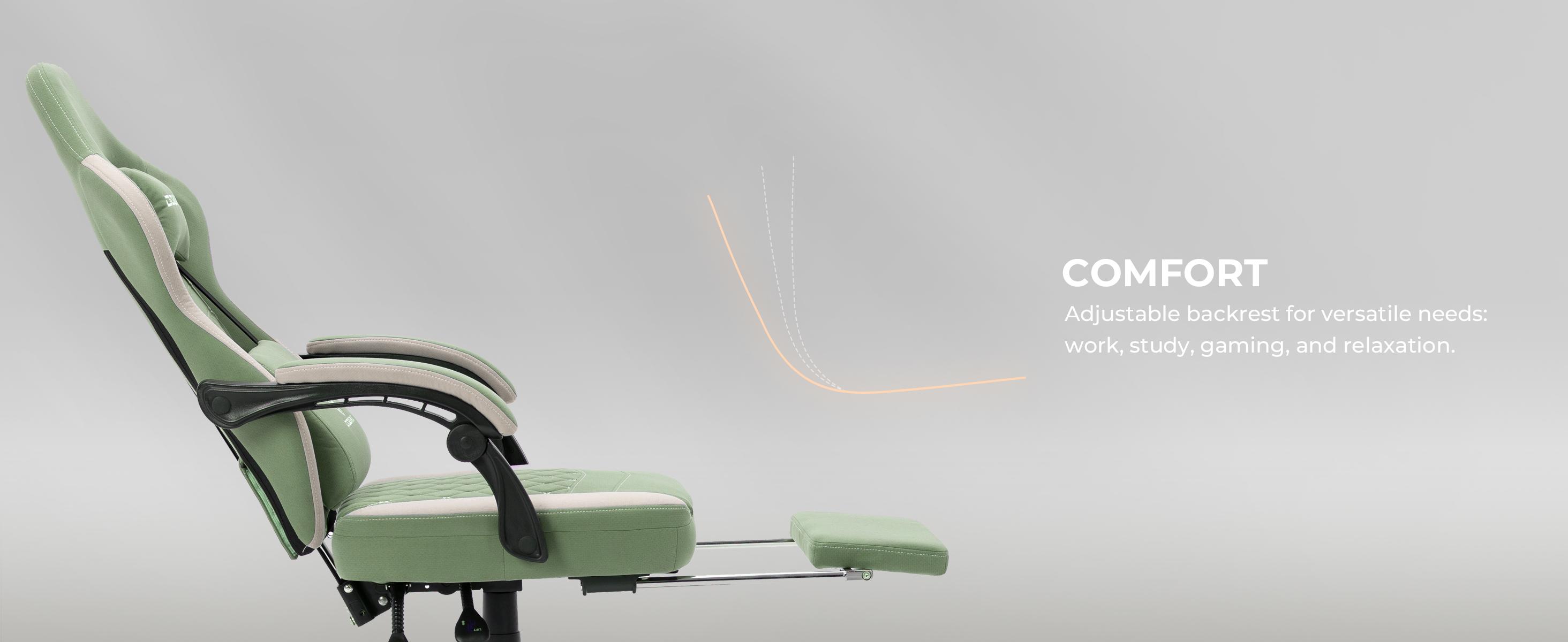 Dowinx Gaming Chair Breathable Fabric Game Chair with Gel Pad and Storage Bag, Comfortable Gamer Chair with Pocket Spring Cushion, Ergonomic Computer Chair with Footrest