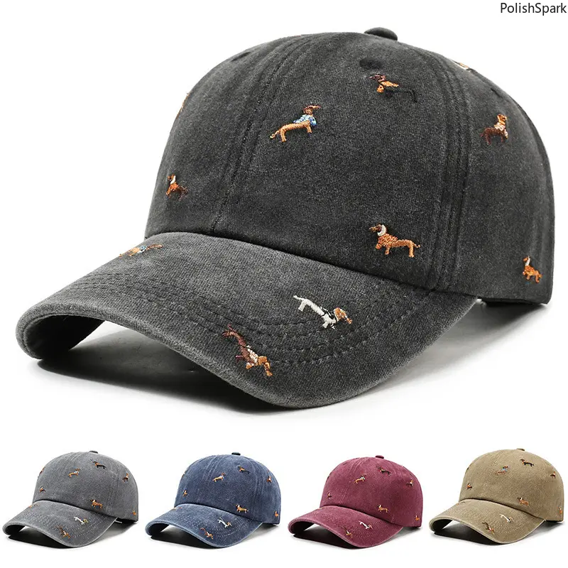 Vintage Dachshund Embroidered Dad Hat for Women and Men, Distressed Washed Cotton Baseball Cap with Adjustable Buckle, Hats For Women, Adjustable Fit, Dachshund Print, Outdoor Sports, Unisex Wear, Washed Fabric, Cute Sports & Outdoor Hats tiktokshopbackto