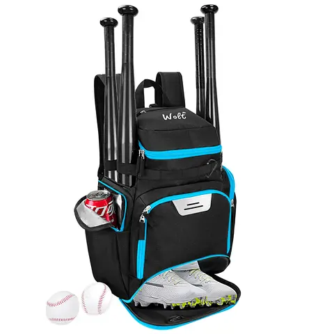 WOLT Baseball Backpack with Shoe & Helmet Compartment - Large Softball Bag with Bat Holders & Fence Hook, Sport Gear Bag for Youth Adults, T-Ball Equipment