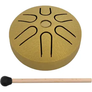 Pocket  Steel Tongue Drum, 3 Inches (8cm) 6 Tones A- Handpan  Drum, Mini Hand Drum Pentatonic Scale Percussion Instrument.