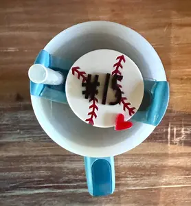 Baseball Topper for your Tumbler H2.0 20,30 or 40 oz. cup. Personalize it with your favorite player number!