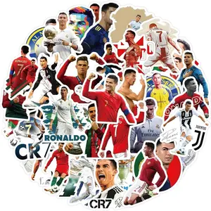 50pcs Cristiano Ronaldo Football Stickers, Vinyl Sports Stickers, Water Bottle Sticker Pack, Soccer Party Gift, Decorative Stickers, Soccer Decorations