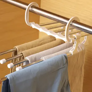 5 in 1 Stainless Steel Pants Folding Storage Rack, Multi-Layer Trousers Hanger, Home Wardrobe Organizer, Durable Clothing Holder, Multifunctional Hanger, Folding Hangers, Space Saving Hanger, Multifunctional Clothes Hanger