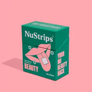 NuStrips Beauty Strawberry Oral Strips - Vitamin E for Hair, Skin & Nails | Vegan, Natural, Fast Absorption, Eco-Friendly | 30-Day Supply