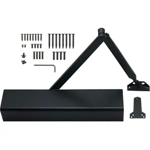 Door Closer Commercial Grade 1, Automatic Door Closer Heavy Duty, Fully Adjustable for 44-330LBS Doors, Auto Door Closure High Traffic Areas - ADA Compliant & UL Listed, Matte Black, DK8000