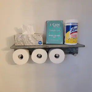 TPS Rustic Toilet Paper Shelf 6" X 24" for Outhouse Bathroom Restroom Decor Box Wooden