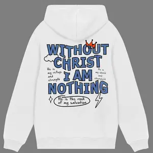 Men's Graphic Print Hoodie, Christian Faith Themed Casual Streetwear Top, Fall & Winter Everyday Wear, Christian Apparel