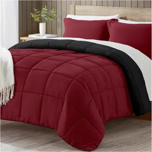 Queen Comforter, Red Comforters Queen Size, 3 Down Alternative Comforter Lightweight, Quilted, Sets