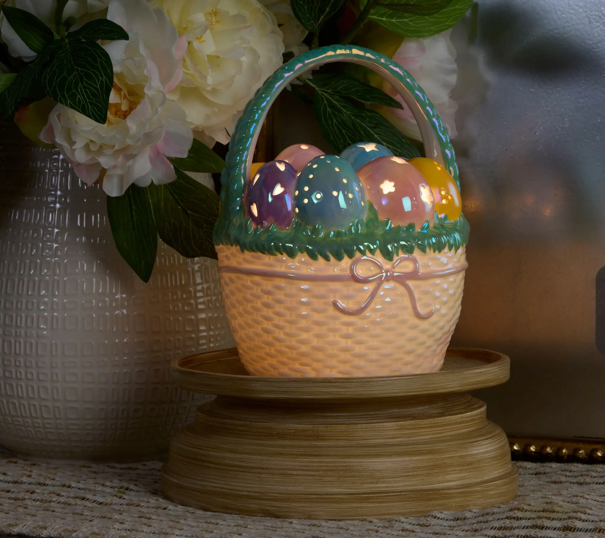 Illuminated Ceramixc Easter Egg Basket by Valerie Illuminated Ceramixc Easter Egg Basket by Valerie