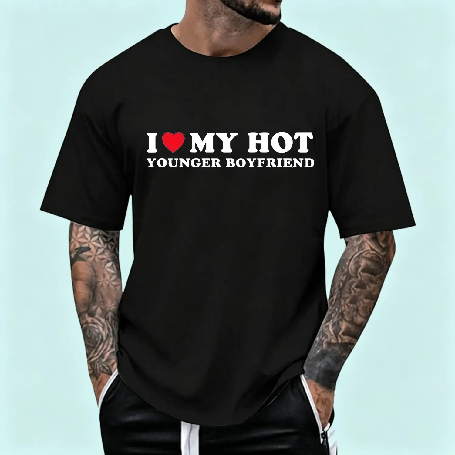 I love my sexy boyfriend printed washed tee funny girlfriend shirt boyfriend love gift for her couples matching graphic casual unisex t shirt