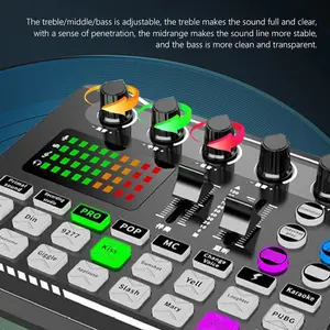 F998 Bluetooth Sound Card Console Studio Sound Card Kit with USB Microphone Computer Live Voice Mixer Sound Card DJ Equipment