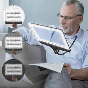 NZQXJXZ Large Hands Free Magnifying Glass with Light and Stand for Reading Full Book Page 5X Magnifier with 46 Bright LED Flexible Gooseneck Lighted Magnifier for Newspaper, Sewing, Small Prints