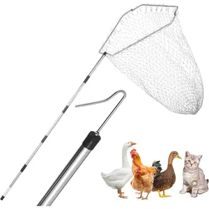 Chicken Catcher, Adjustable from 29 inches to 74 inches Chicken Net,Chicken Leg Hook, Suitable for Catching Outdoor Animals Such as Chickens, Ducks, Fishnet,Geese,Birds (15.3 x 23.2 inch net)