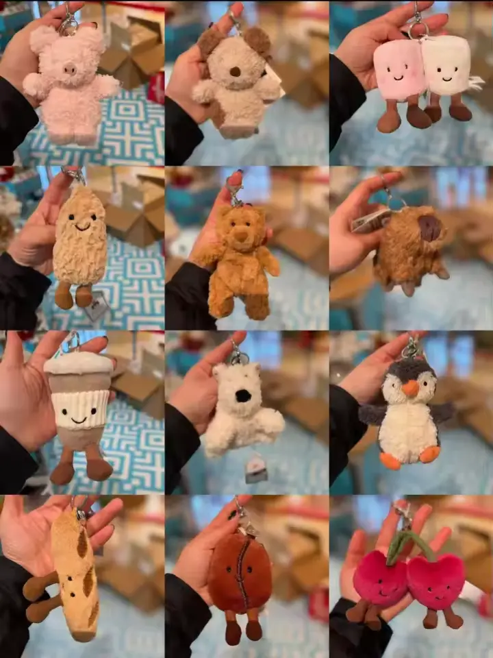 Jellycat 2026 Kawaii Cartoon Plush Keychain, Decorative Stuffed Animal Bag Charm, Trendy Gift for Girls' Children's Day or Birthday