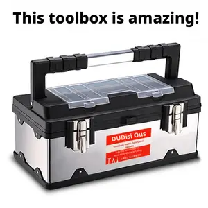 Stainless Steel Tool Storage Box, Rustproof Lockable Tool Storage Box with Adjustable Compartments, Portable Tool Box for Garage Studio, Car Tools, and Home/Studio Organization