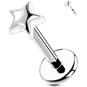 G23 Titanium Threadless Labret Studs Flat Back Push Pin Earrings for Tragus, Helix, Monroe, Conch, Lip Piercing 16G/18G, 6MM/8MM