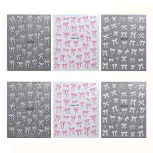 Bow Pattern Nail Art Sticker (6 Counts), 5D Embossed Self-adhesive Sticker for DIY Nail Art, Matte Effect Nail Decoration