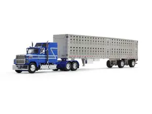 Ford LTL 9000 w/ 60" Aerodyne Sleeper & Wilson Stockmaster PSAL Livestock Trailer Diecast 1:64 Scale Model - DCP 60-1769