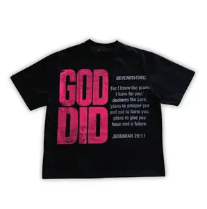 FEEGO Vintage God Did Short Sleeve Graphic T-Shirt, god apparel, christian clothing Menswear Top Tropical Shortsleeve Crewneck Streetwear Tshirt Casual gift idea graphic tee t-shirt