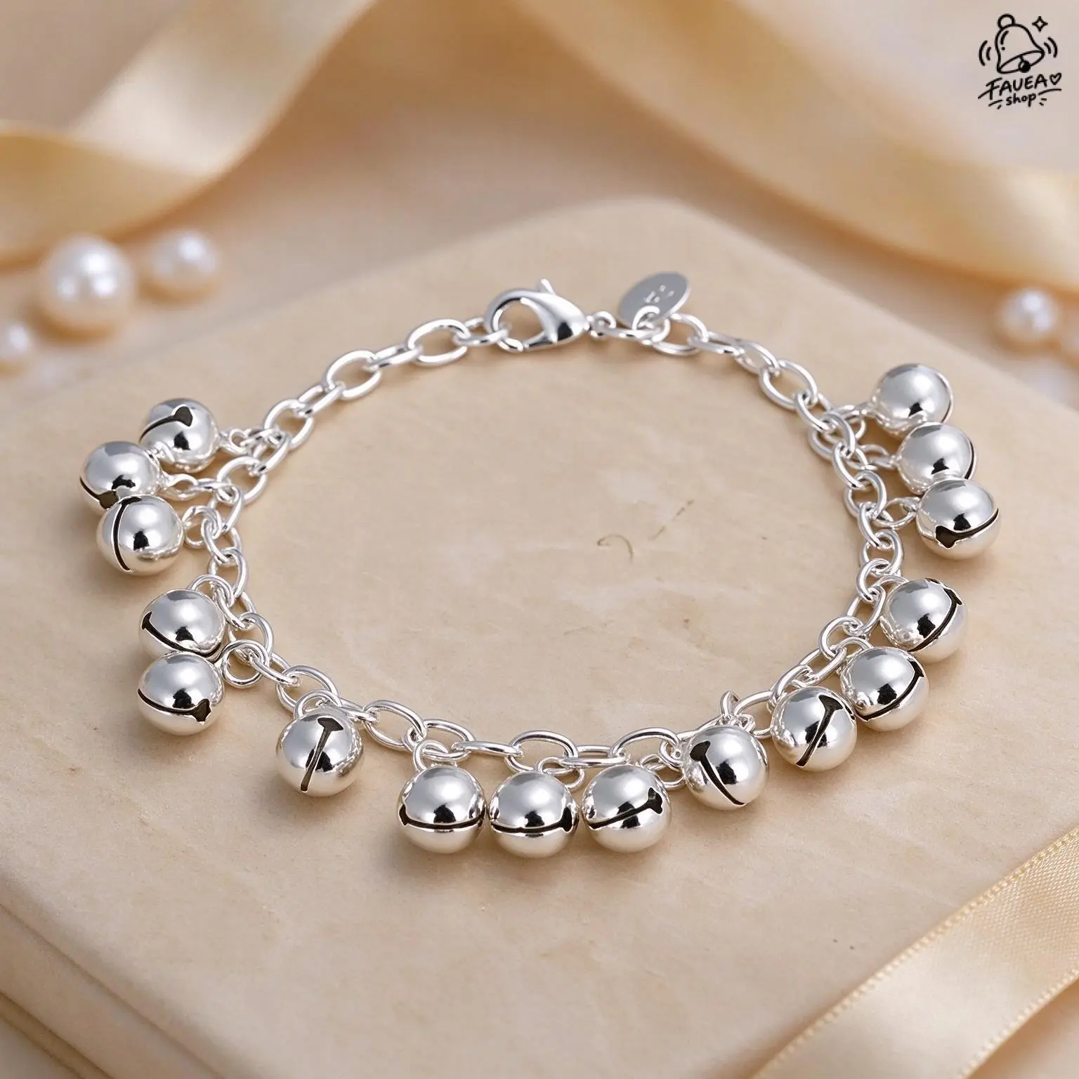 Women’s 925 Sterling Silver Elegant Charm Bracelet, Polished Shiny Silver Bracelet, Stackable Adult Jewelry, Versatile Accessory for Wedding, Party & Gifting