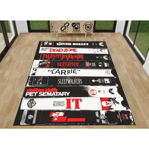 Horror Movie Themed Rug, Vhs Case Themed Horror Rug, Nostalgic Retro Style Rug, Home Theater TV Room Rug, Movie Room Rug, Halloowen Gift Rug