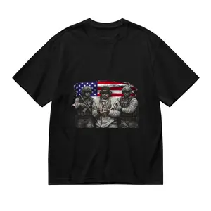 Military Graphic Tee – American Soldiers USA Flag Black T-Shirt for Women & Men, Soft Relaxed Fit, Patriotic Statement Shirt