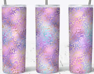 Iridescent Rainbow Leopard Glitter Sublimation 20oz Skinny Tumbler - Straight & Tapered Sublimation, Tumbler
