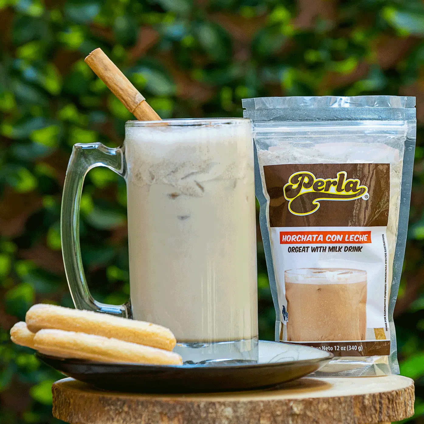 Perla Peanut-Nut Cinnamon Flavor Orgeat Instant Rice Powder Drink Mix, Authentic Salvadoran Traditional Horchata con Leche Beverage, 12 oz Ambient Powdered Milk Pouch for All Ages