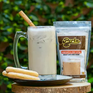 Perla Orgeat with Milk Drink Mix Horchata con Leche 12 oz Single Pouch Authentic Salvadoran Beverage Traditional Flavor