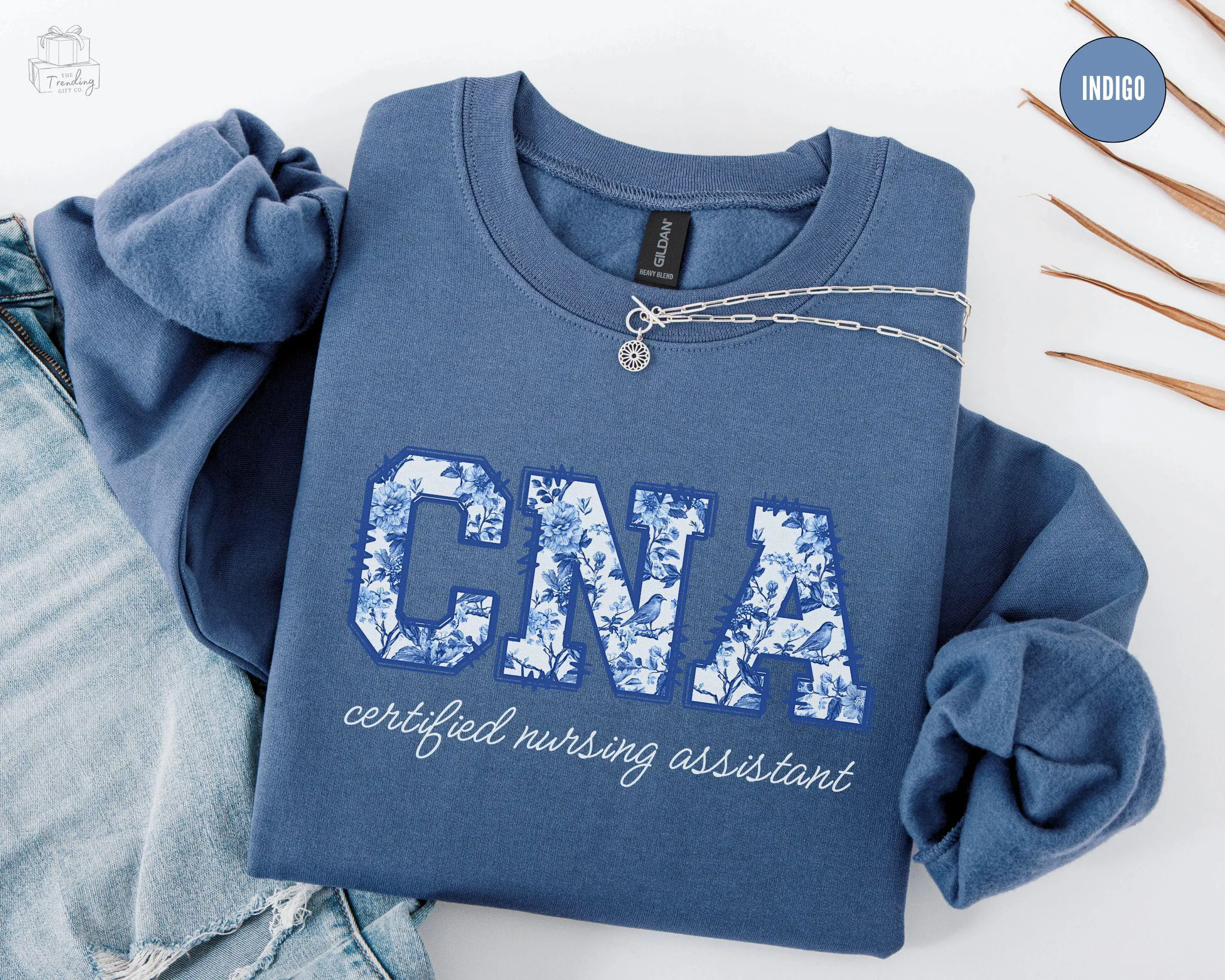 Toile De Jouy CNA Sweatshirt T-shirt , Certified Nursing Assistant Shirt ,Floral CNA Nurse tee , Cna Tshirt Unisex Casual Womenswear Long Sleeve