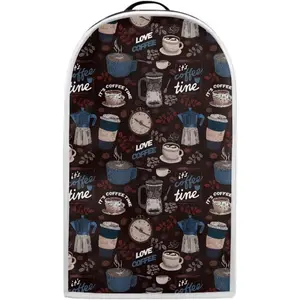 Black Blender Cover for Kitchen Small Appliance Dust Cover Coffee Print Food Processor Dustproof Covers with Handle Blender Protection Accessories