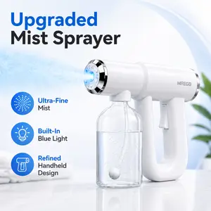 MREGB Professional Nano Spray Gun & Blue Light Nebulizer. Cordless Rechargeable Fine Mist Atomizer. Portable Disinfectant & Sanitizing Steam Sprayer for Barber, Salon, Home Cleaning & Car Interior.