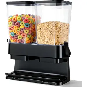 Cereal Dispenser Countertop 2 Pack, Double 3L Airtight Cereal Storage Container for Kitchen Pantry, Large Capacity Clear Dry Food Organizer For Cereal, Nuts, Coffee Beans, Pet Food