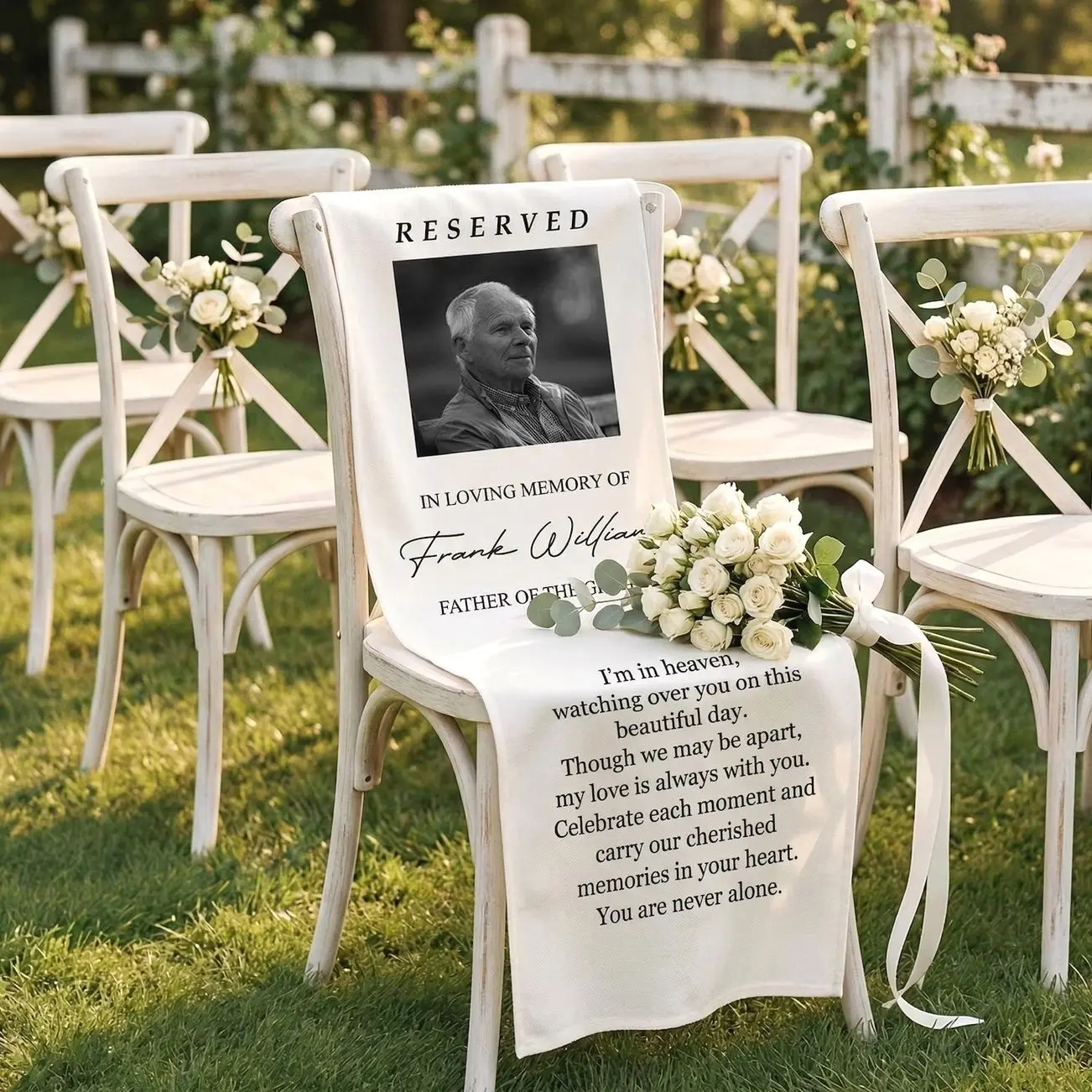 Custom Memorial Wedding Sign, Personalized Reserved Banner for Loved Ones, In Loving Memory Sign, Rustic Accent