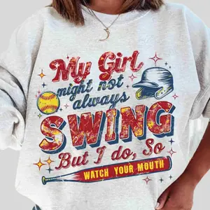 My Girl Might Not Always Swing Shirt, Retro Softball Mom Sweatshirt, Funny Game Day Mama Tee, Mother's Day Gift